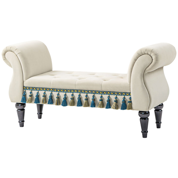 Polstret bænk, vintage design, op til 150 kg, 117 x 40 x 58 cm, beige