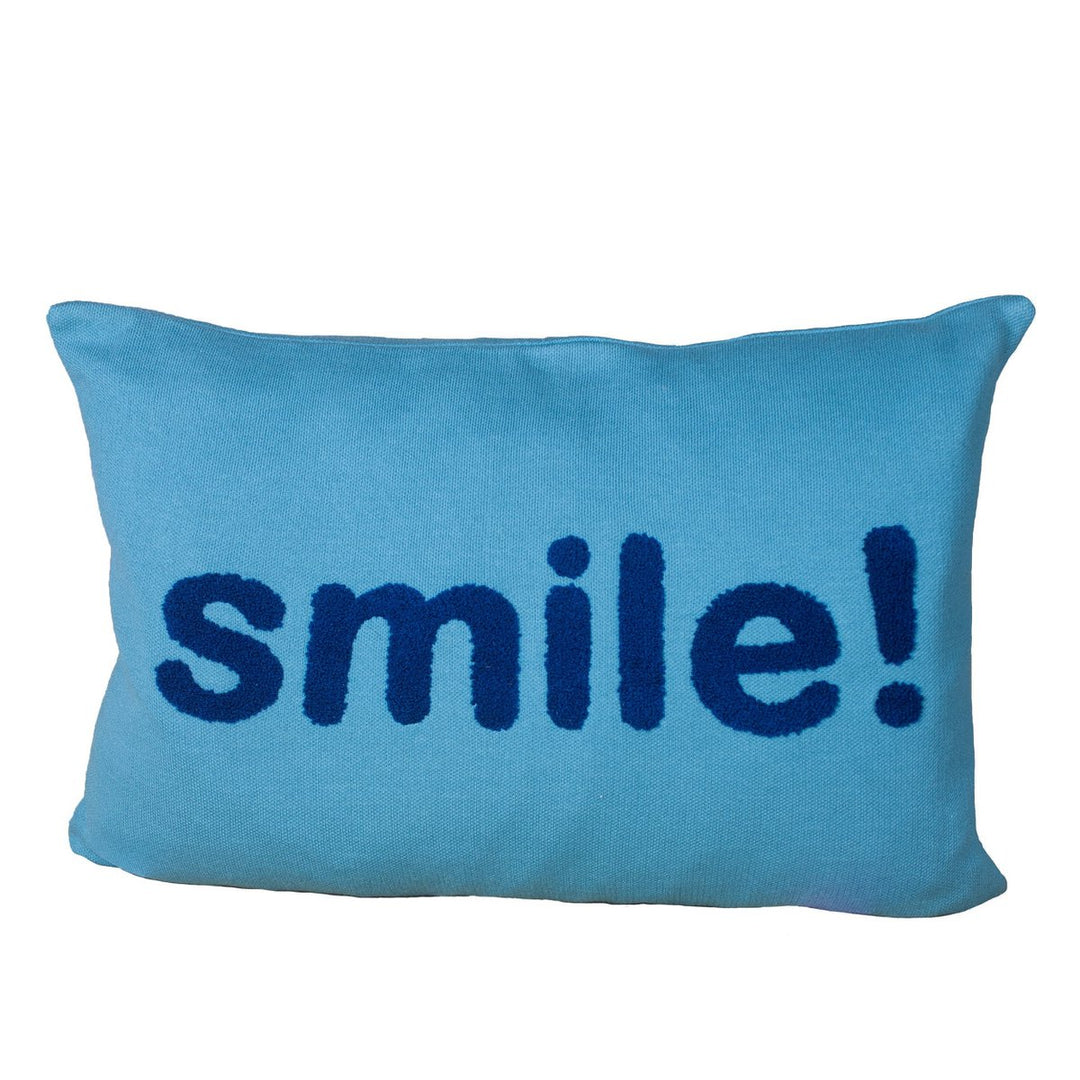 Smil Pillow Blue, Punch Needle Embroidery