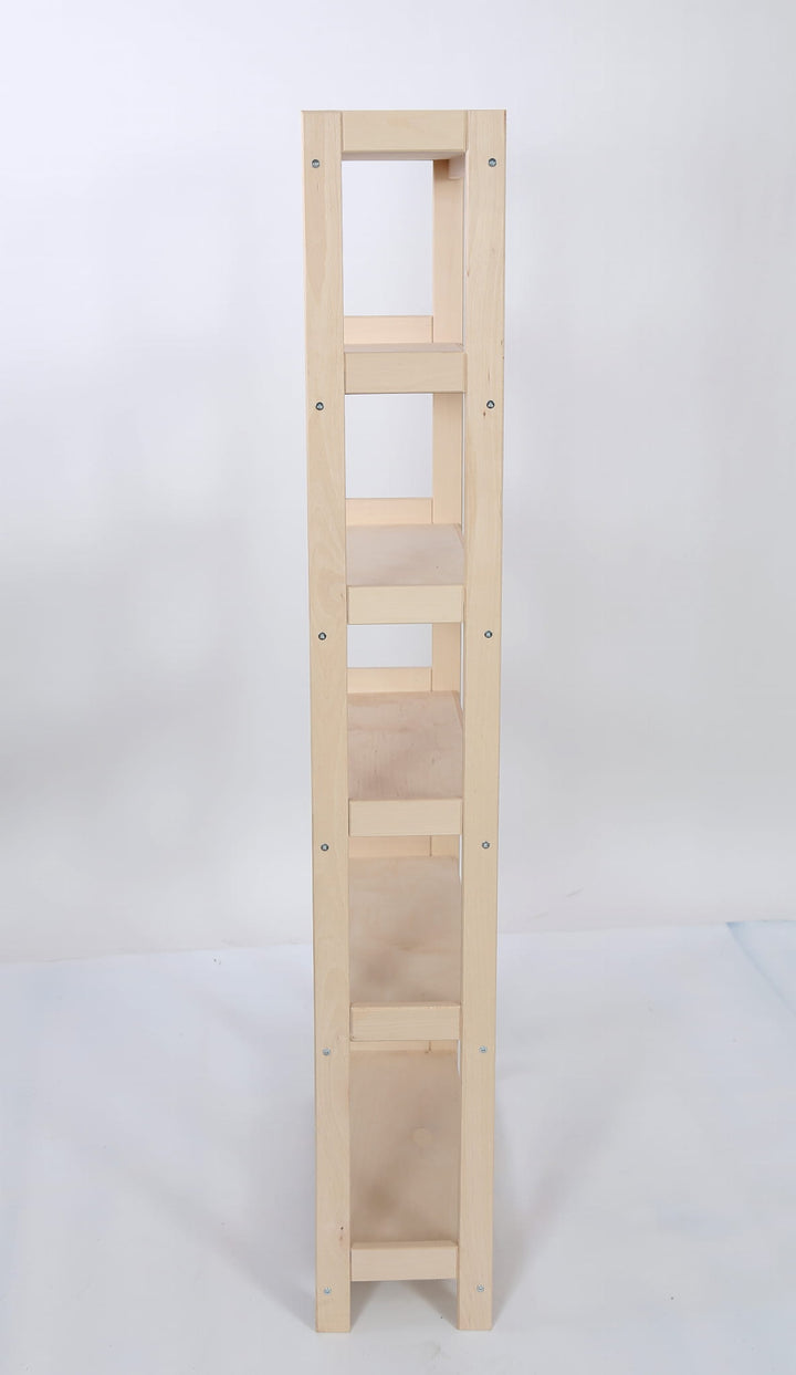 Bogreol i bøgetræ, 6 hylder,, 165x70x25 cm