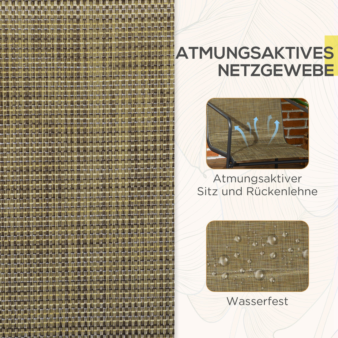 Havestol, sæt med 2, åndbart betræk, robust metalramme, 54 x 66,5 x 88 cm, sort/brun