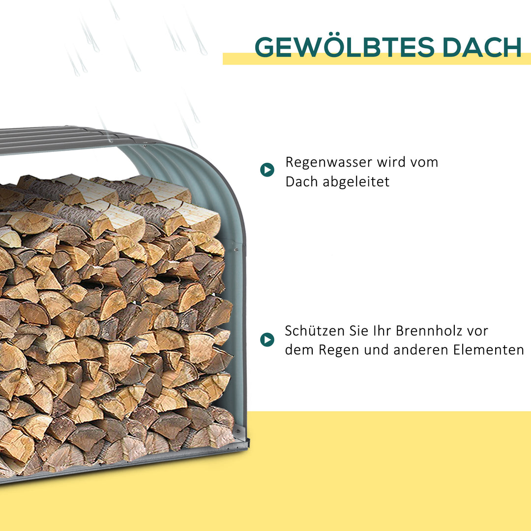 Brændereol i træ, vejrbestandigt stål, 212 cm x 46 cm x 112 cm, grå