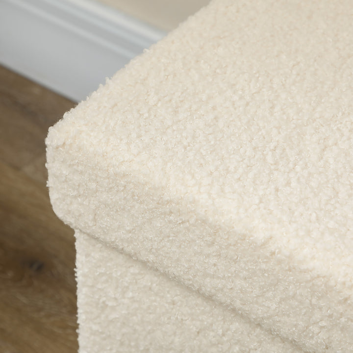 Opbevaringsskammel, polstret bænk med opbevaringsplads og låg til stue, soveværelse, entre, cremehvid