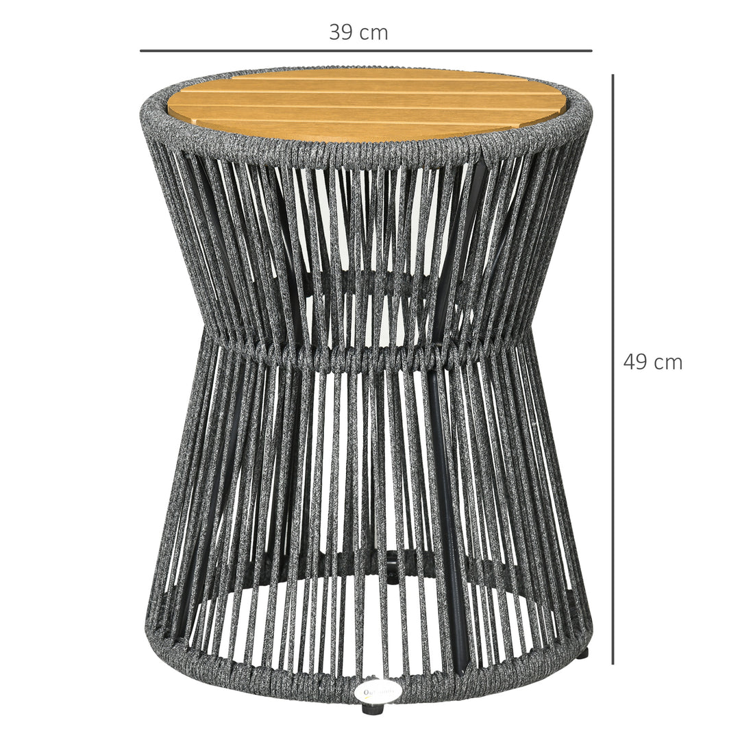 Havebord i bohemestil, vejrbestandigt, PE-rattan, 39 cm x 39 cm x 49 cm, sort + natur