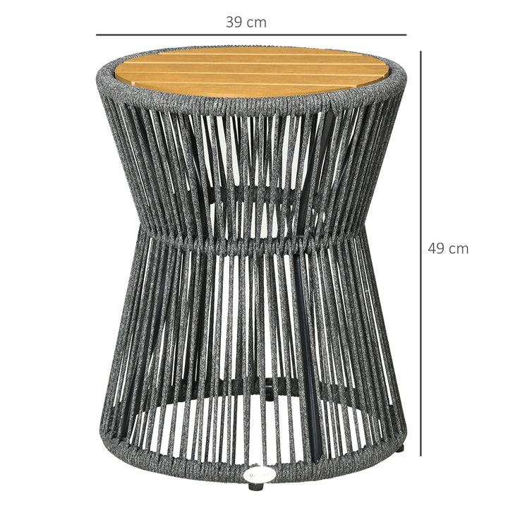Havebord i bohemestil, vejrbestandigt, PE-rattan, 39 cm x 39 cm x 49 cm, sort + natur