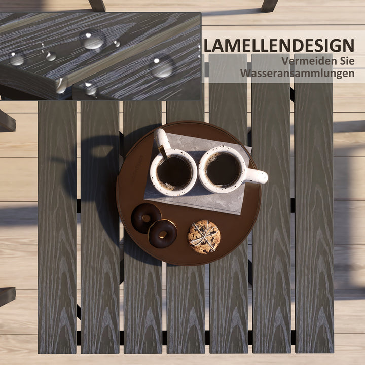 Havebord, til 4 personer, trælook, aluminiumsramme, 70 x 70 x 76 cm, grå