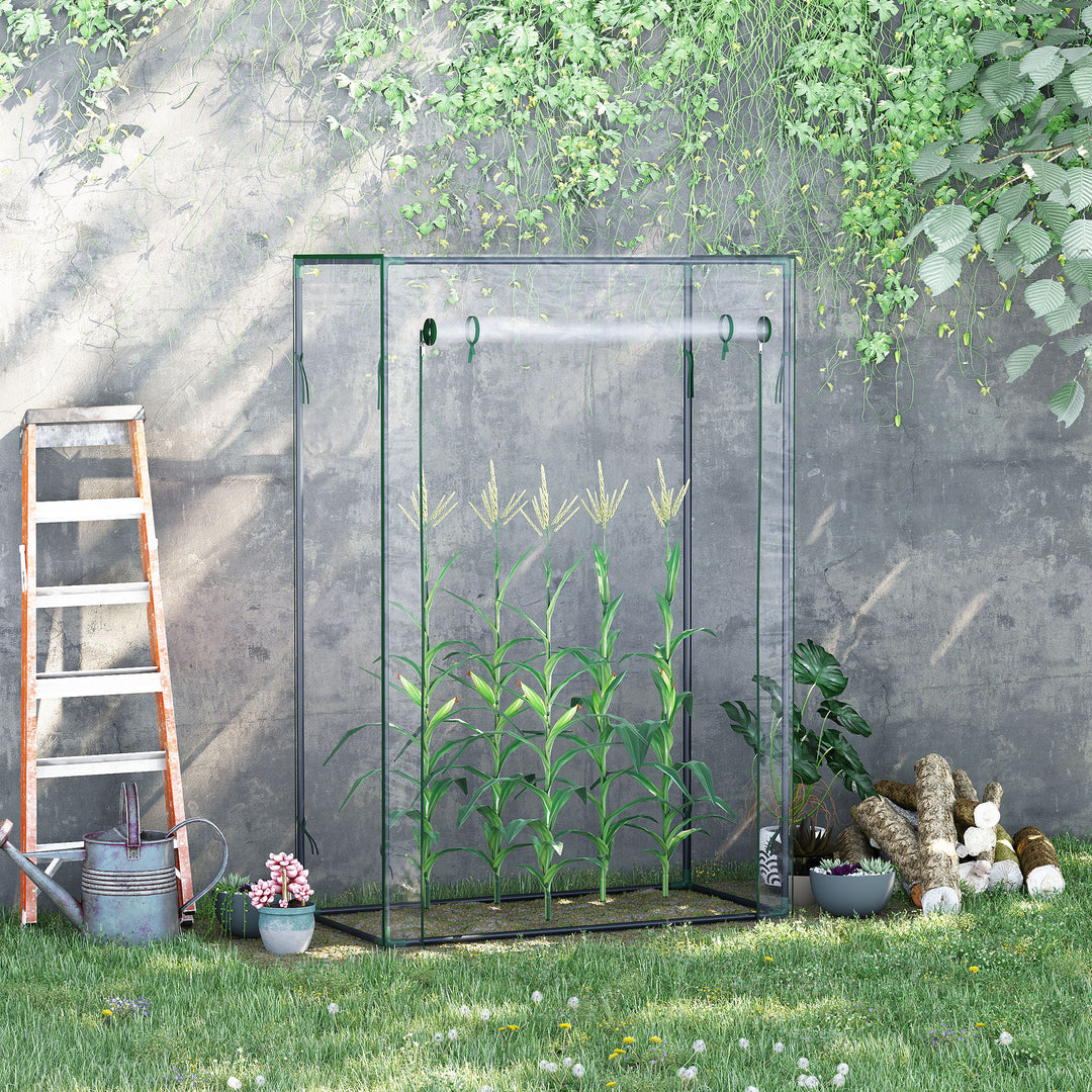 Drivhus med dør, vintersikkert foliedrivhus af stål, drivhus til altan, have, tomathus 100x50x150cm, tomatdrivhus til tomater, grøntsager, blomster, planter, transparent