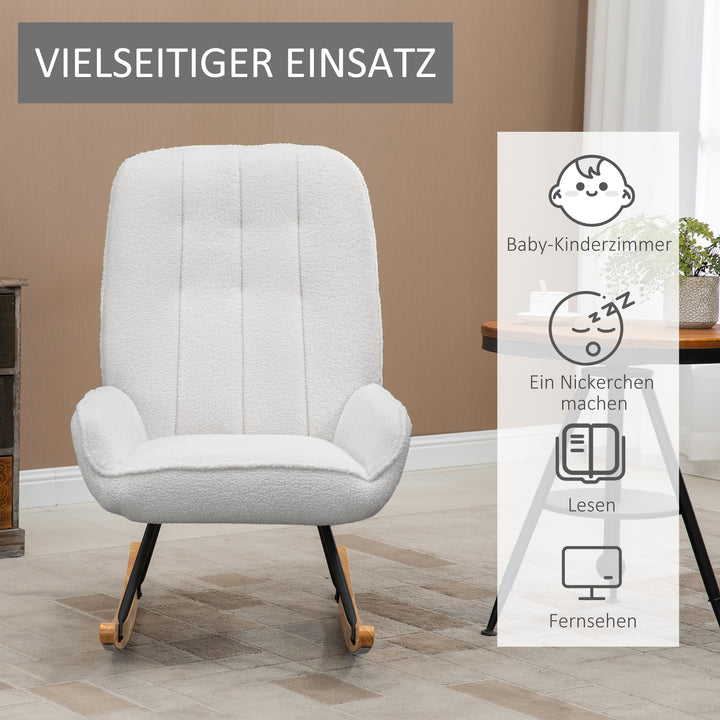 Gyngestol moderne design gyngestol, sherpa fleece, quiltet, 63 cm x 95 cm x 97 cm natur + grå