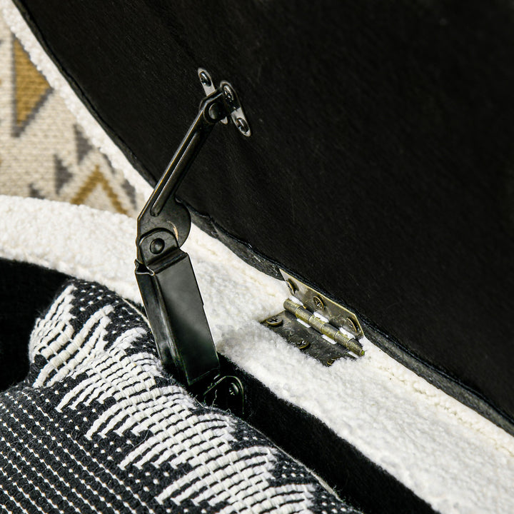 Sengebænk, opbevaringsplads, teddy fleece, 116x41x40,5cm, cremehvid