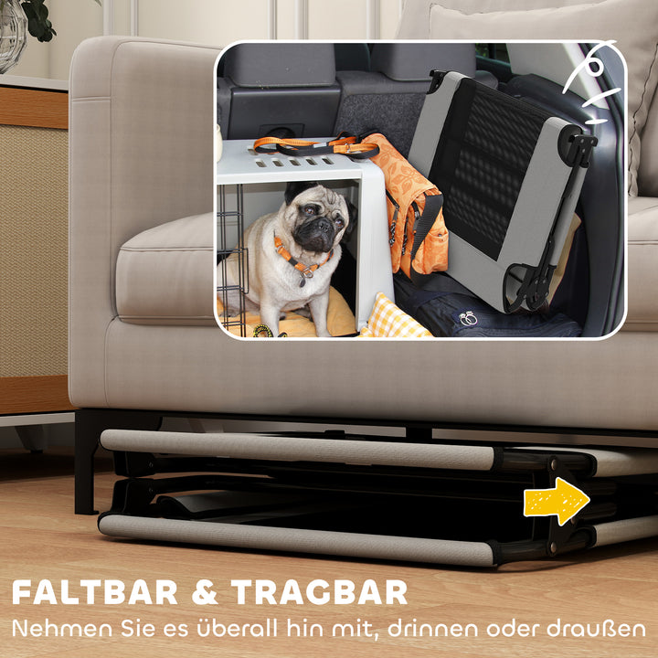 Bærbar forhøjet hundeseng, forhøjet hundeseng med åndbart net, til store hunde, lysegrå