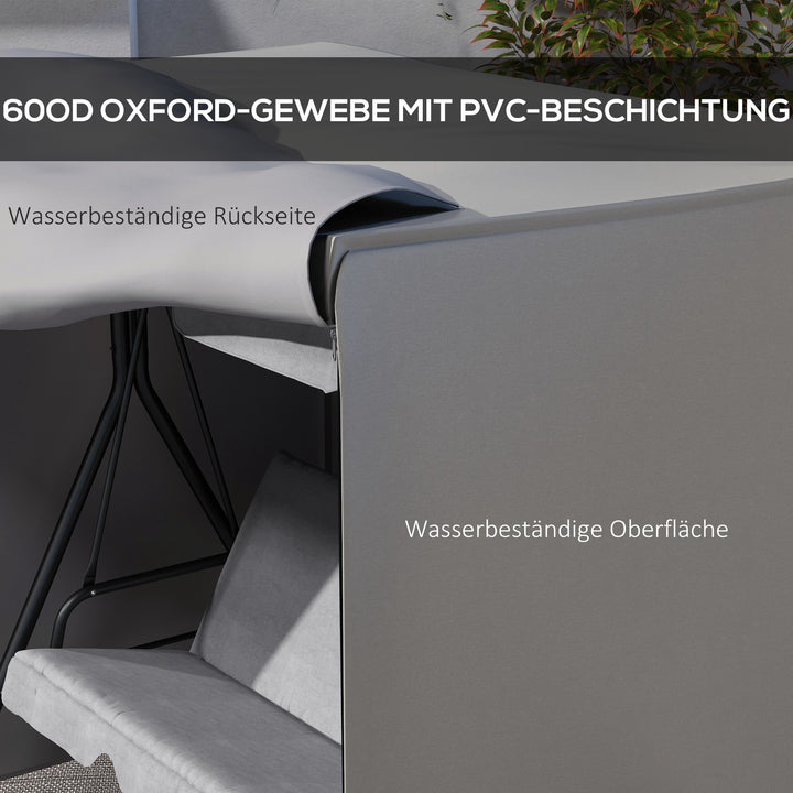 Gyngeovertræk, rivefast, vandtæt, støvtæt, polyester, 177 x 114 x 152 cm, grå