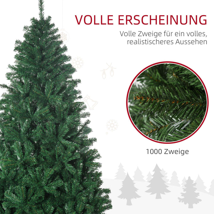 Juletræ 1,8 m kunstig gran juletræ 1000 grene metalfod pvc grøn ø120 x 180h cm