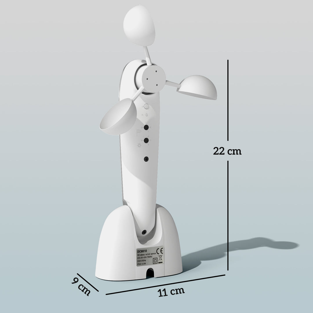 Solsensor elektrisk vindsensor vejrstation udendørs sensor vindmonitor 22 x 11 x 9 cm hvid