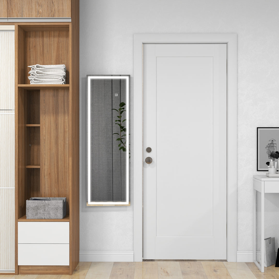 Helfigursspejl med led, dæmpbar, berøringssensor, hukommelsesfunktion, sølv, 40x120 cm