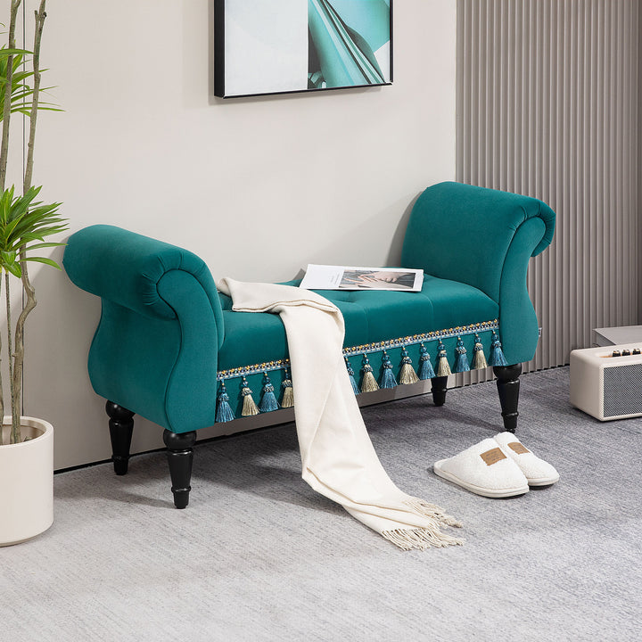 Polstret bænk, vintage design, op til 150 kg, 117x40x58 cm, grøn