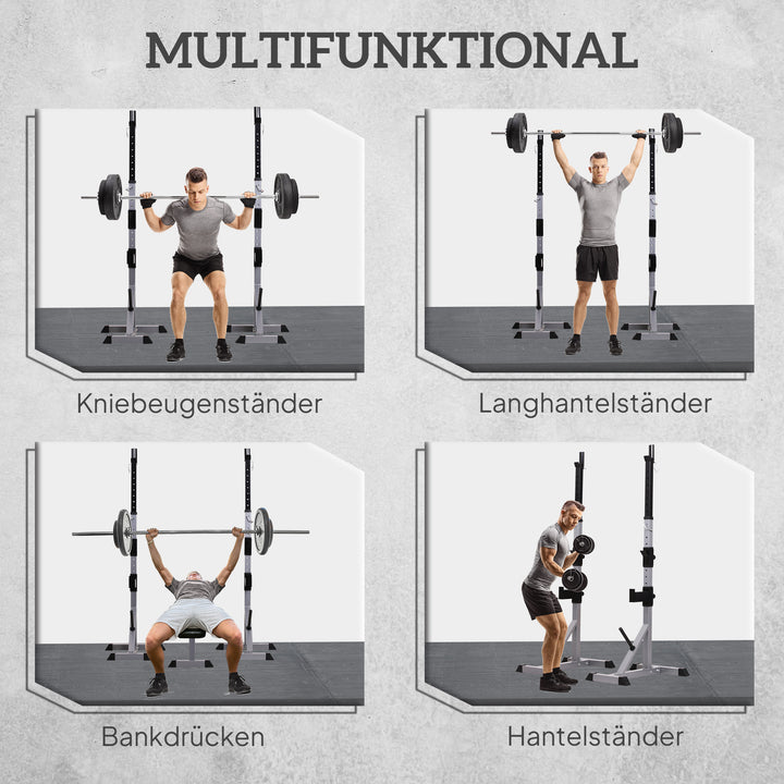 Sæt med 2 håndvægtstativer, 3 niveauer, højdejusterbar, håndvægtstativ i stål, lasteevne op til 200 kg, sølv + sort