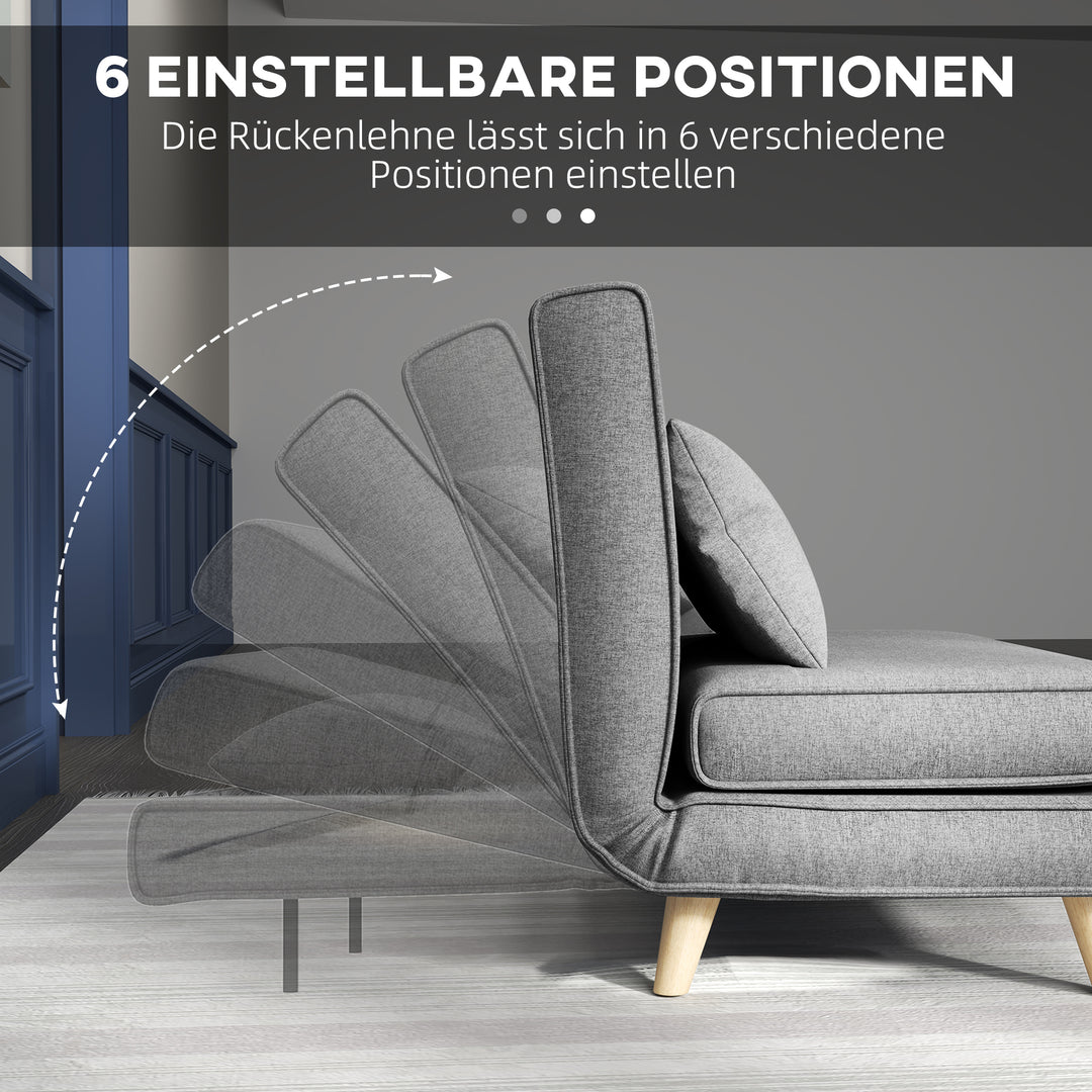 Enkelt sovesofa sovesofa foldsofa justerbar ryglæn liggestol nordisk skandinavisk 25d skum hushør imiteret grantræ grå 94 x 78 x 80 cm