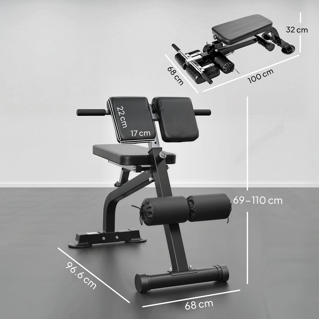Træningsbænk, vægtbænk, fitnessbænk, stålramme, sort