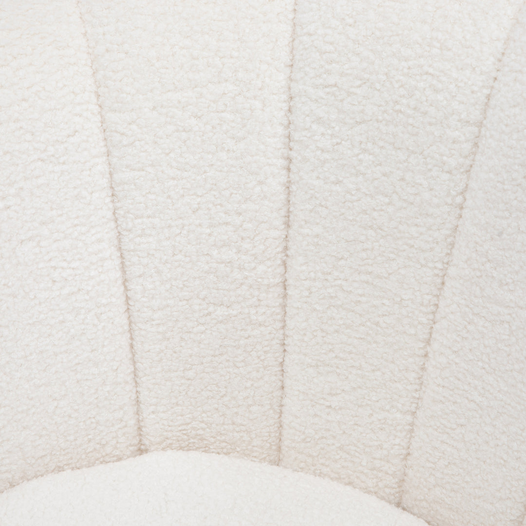 Skalformet polstret lænestol, afslappende stol, afslappende stol, guldlook metalben, 79l x 77b x 77h cm, hvid