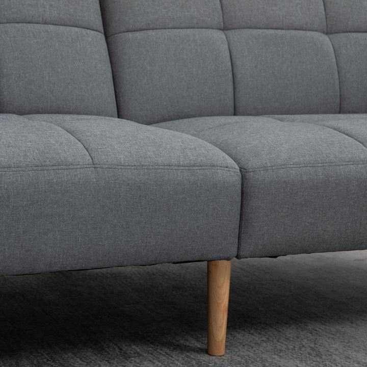 2 I 1 sovesofa 205 x 88 cm sofa med sengefunktion, sofa med siddehynde, hørlook grå