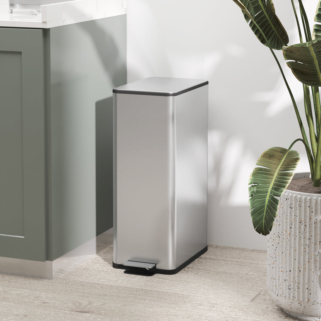 Skraldespand 20l, soft-close låg, deodorantrum, fingeraftrykssikker, rustfrit stål, sølv