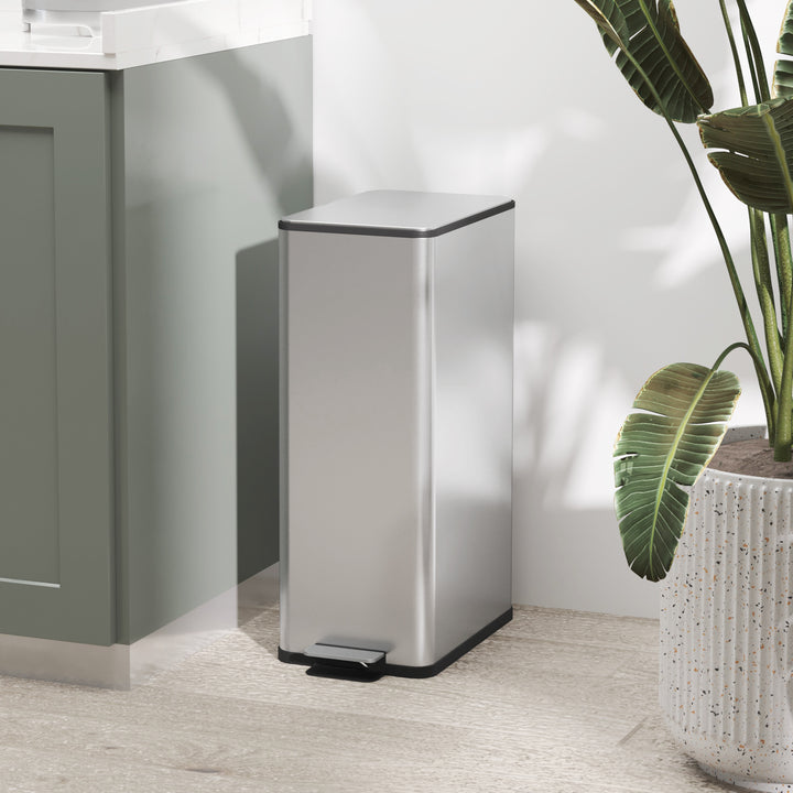 Skraldespand 20l, soft-close låg, deodorantrum, fingeraftrykssikker, rustfrit stål, sølv