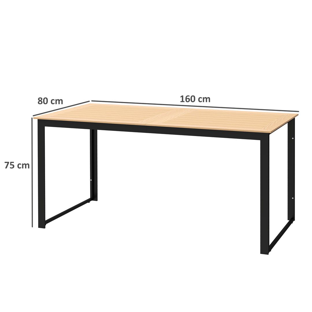 Havebord til 6 personer 160 x 80 cm vejrbestandigt balkonbord med lamelbordplade, buffetbord udendørs teak