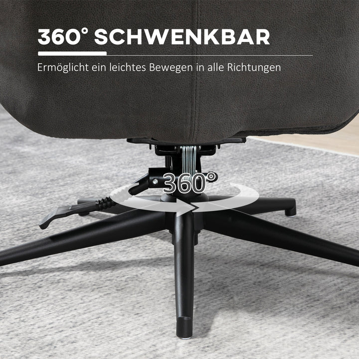 Lænestol med fodskammel, lænestol med fodskammel, justerbar ryglæn; mikrofiber, mørkegrå