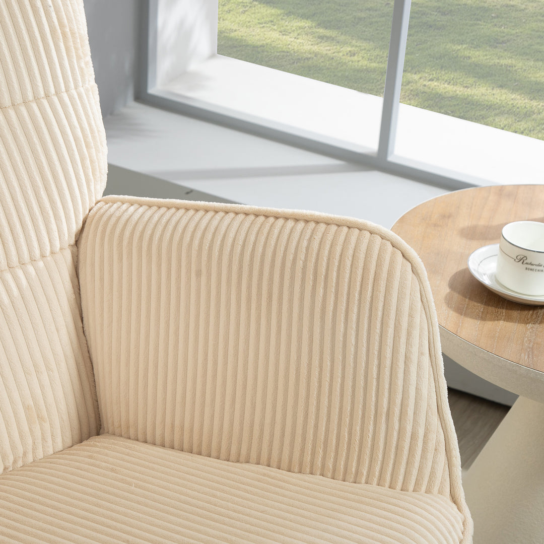 Vintage gyngestol, buede løbere, tykt polstring, bøgetræ og stål, beige