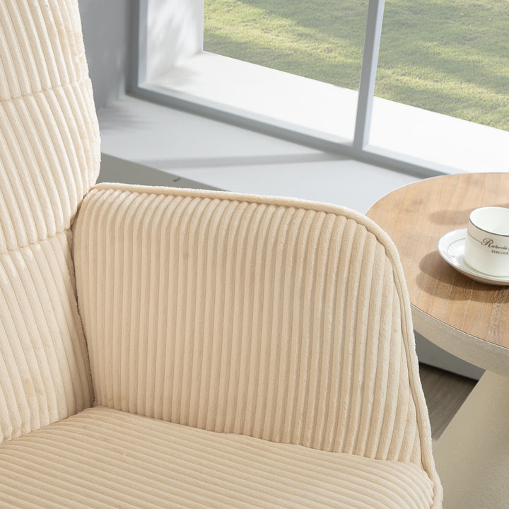 Vintage gyngestol, buede løbere, tykt polstring, bøgetræ og stål, beige