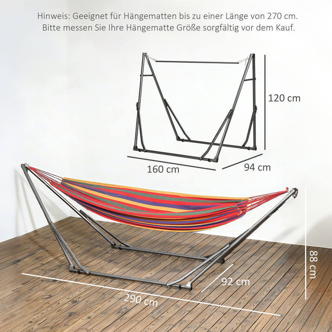 2-i-1 hængekøjestativ, vejrbestandigt, tørrestativ til tøj, 290 cm x 92 cm x 88 cm, sort