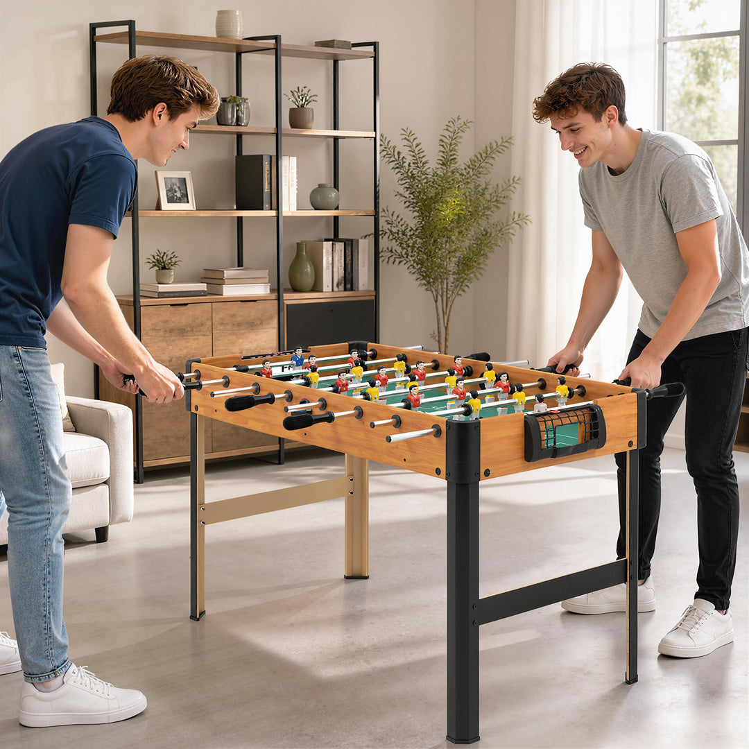 Bordfodboldsæt, 2 bolde, skridsikre håndtag, til teenagere og voksne, resultattavle, MDF, metal, farverig