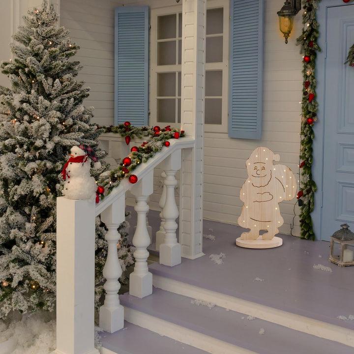 Led Wood Decolum "Santa" Small, julepynt lavet af træ i naturen, med fast indbyggede LED'er, til det udendørs område