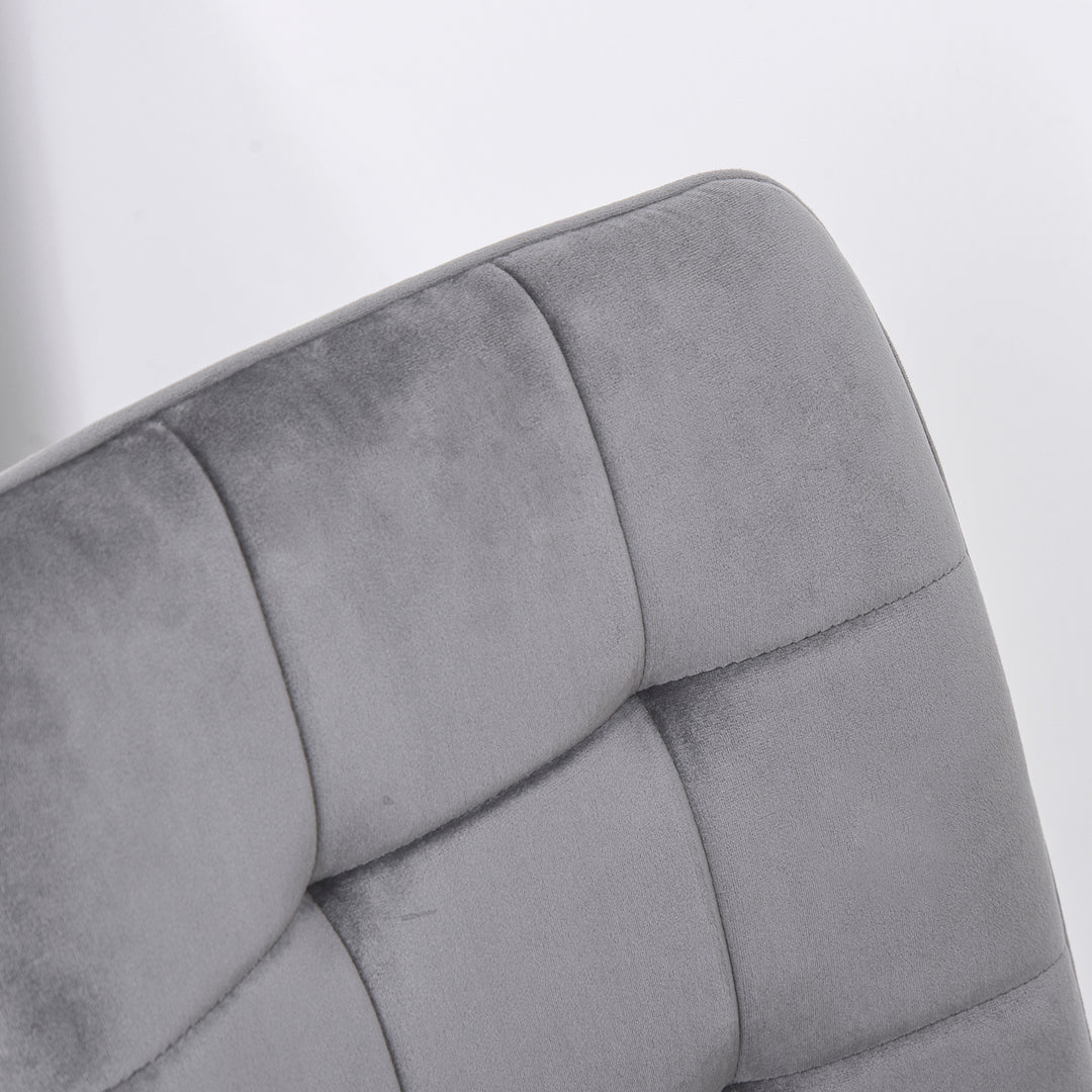 Sæt med 2 spisestole polstrede køkkenstole med fløjlslook spisebord fløjl metal grå+sort 45 x 63 x 90 cm