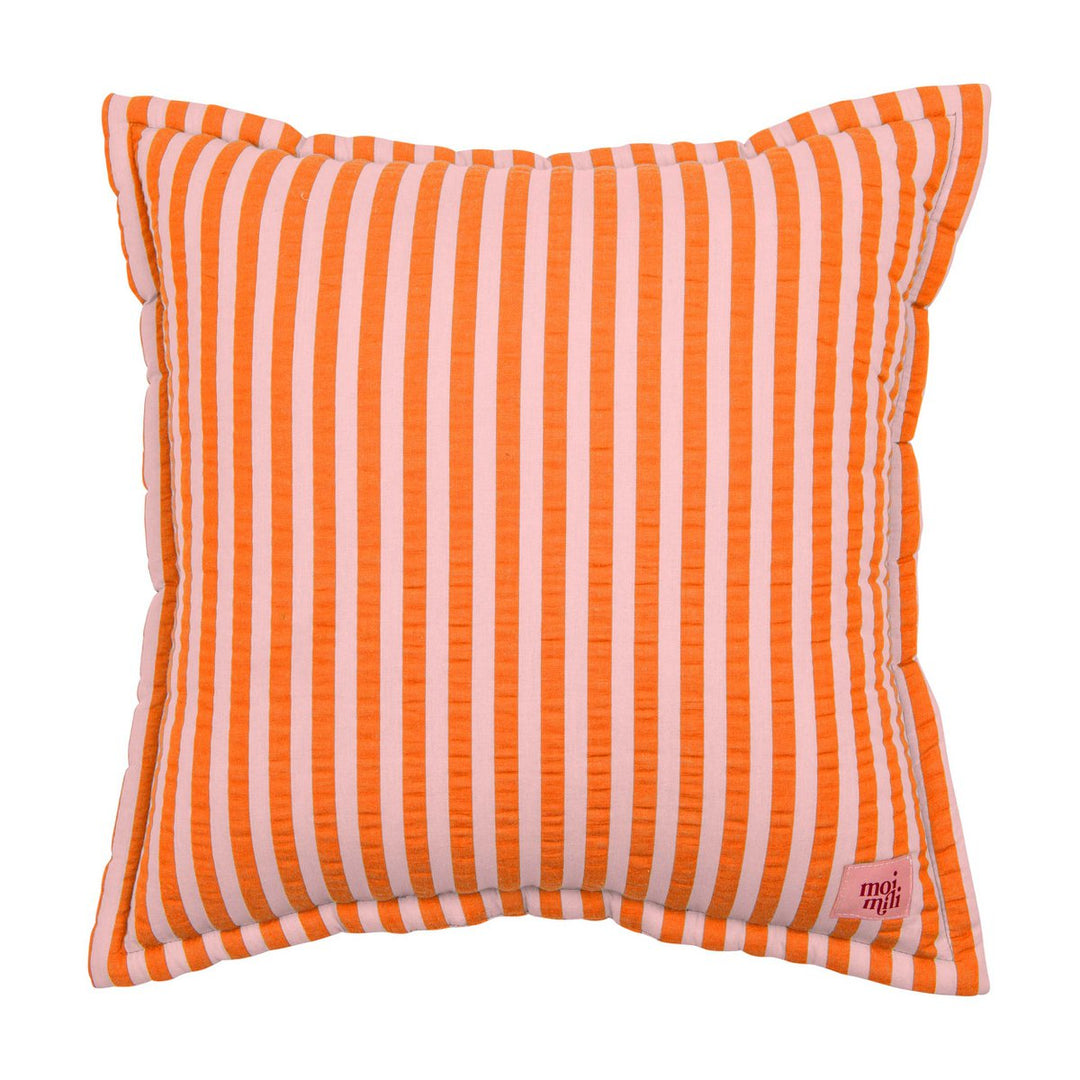 Firkantet bomuldspude "Pink and orange stripes"