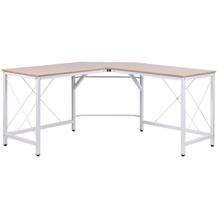 Computerbord l-formet arbejdsbord kontorbord hjørnebord vinkelbord mdf naturlig 150 x 150 x 76 cm