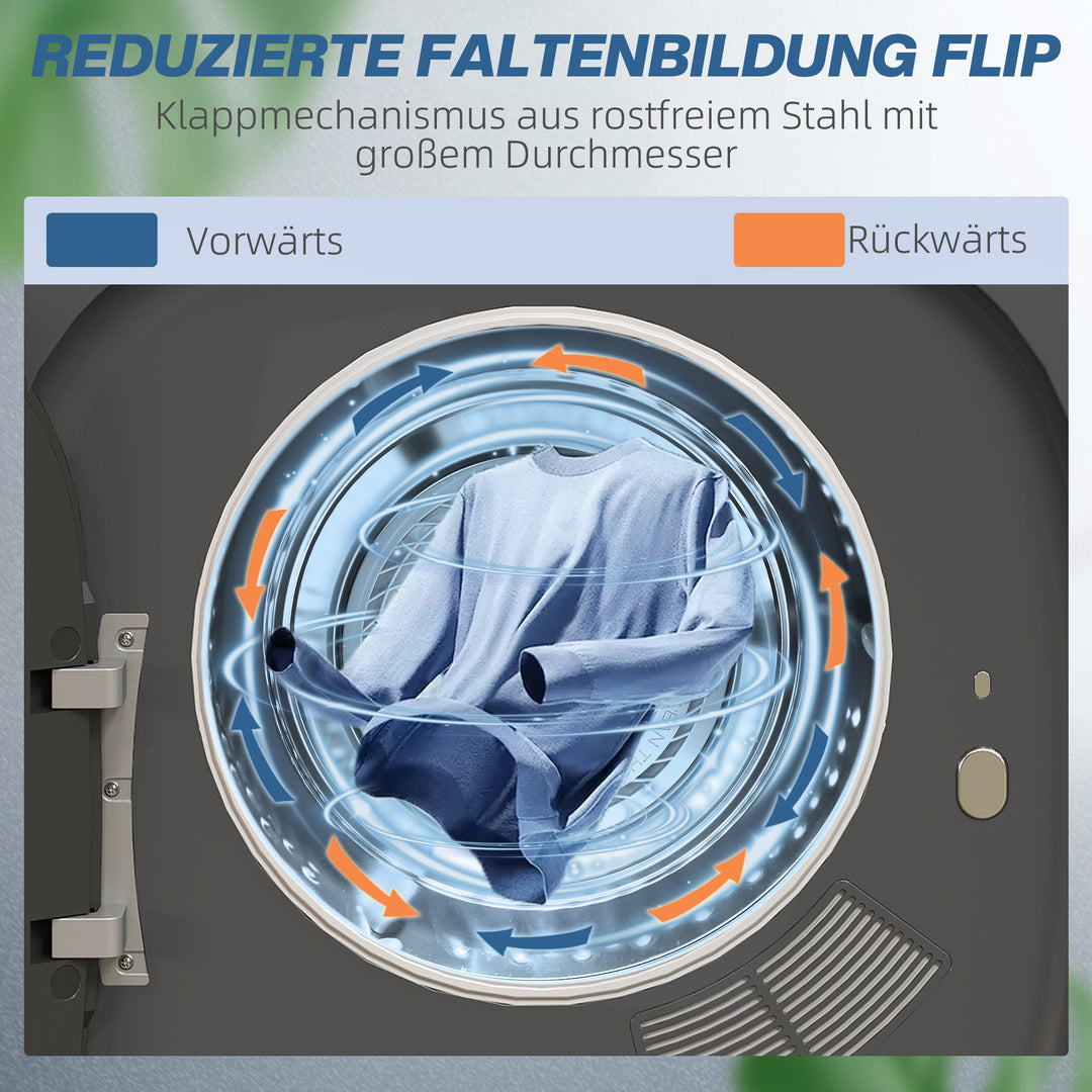 Tørretumbler med uv-desinfektion, kompakt design, 4 kg kapacitet, rustfrit stål, grå