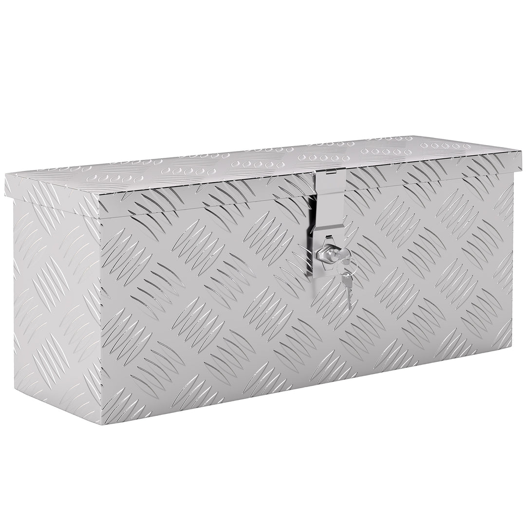 Udstyrskasse/opbevaringskasse af aluminium med lås og nøgler, 50 x 15,5 x 20,5 cm