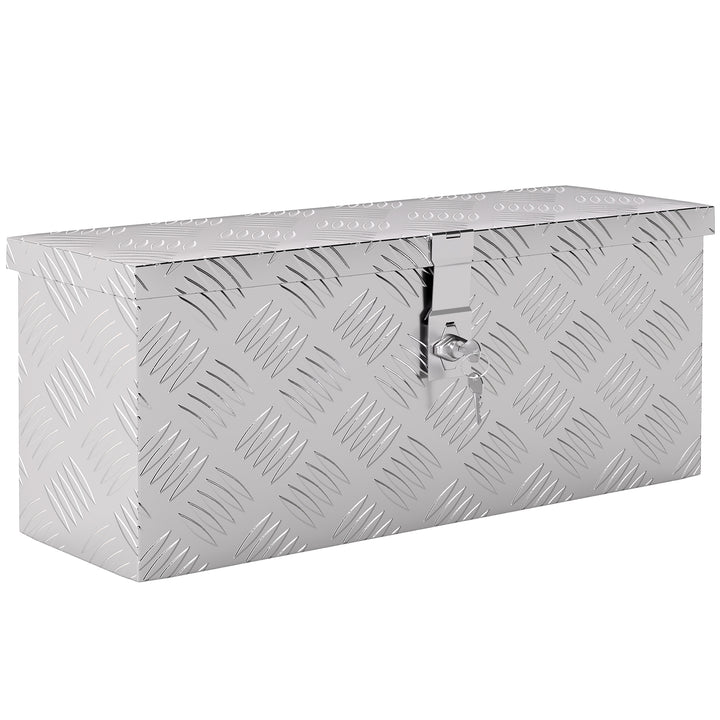 Udstyrskasse/opbevaringskasse af aluminium med lås og nøgler, 50 x 15,5 x 20,5 cm