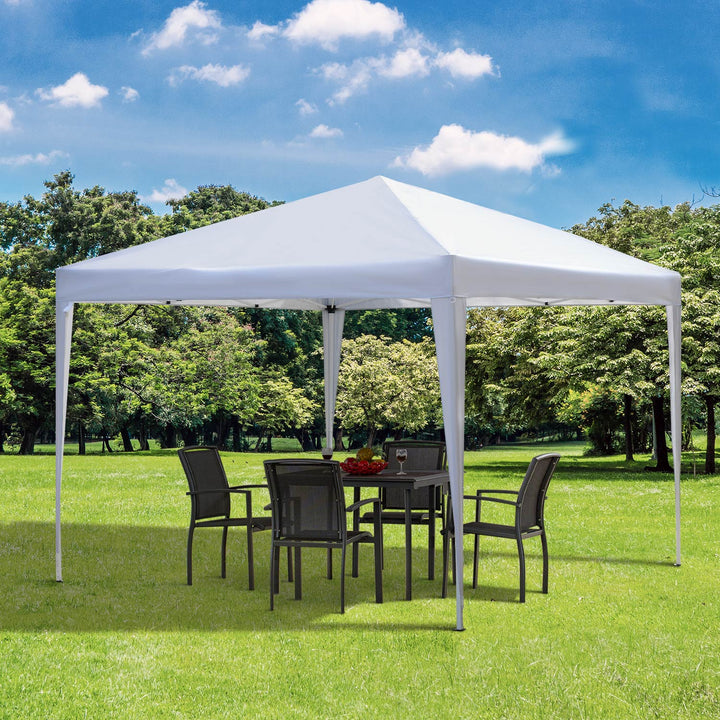 Pavillon, 2,95 x 2,95 m Pop-up foldbar pavillon, havepavillon, festtelt, UV-beskyttelse, stål + oxfordstof, hvid