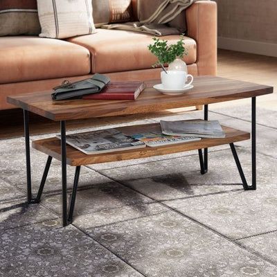 Elegant og stilfuldt sofabord, moderne og industrielt look, 90x50x40 cm, brun