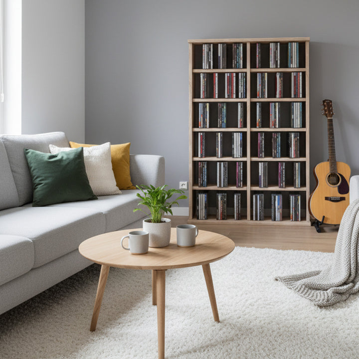 Cd/dvd-tårn reol med plads til 300 CD'er, 130 DVD'er eller 72 videoer