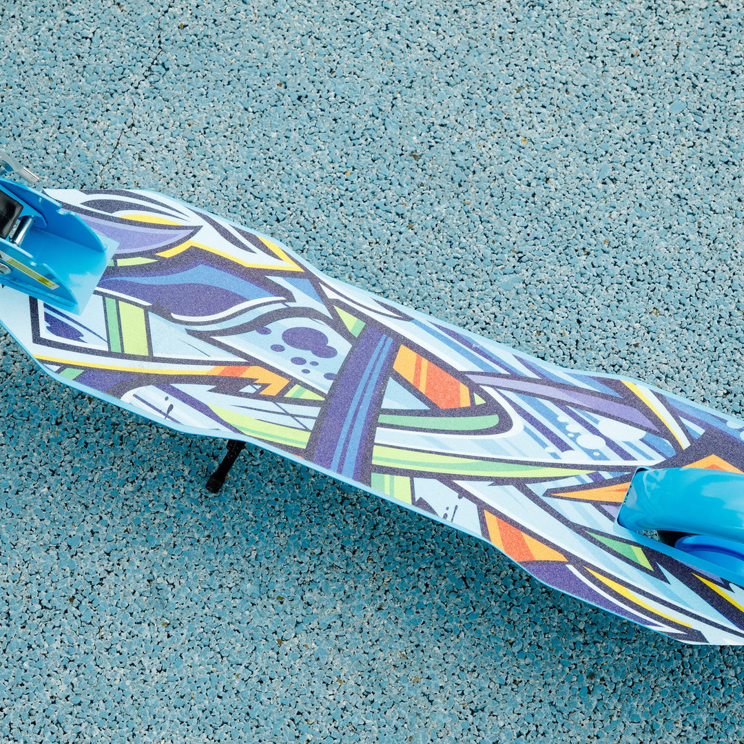 Løbehjul, højdejusterbar, bagbremse, sammenklappelig, 100 kg belastningskapacitet, blå