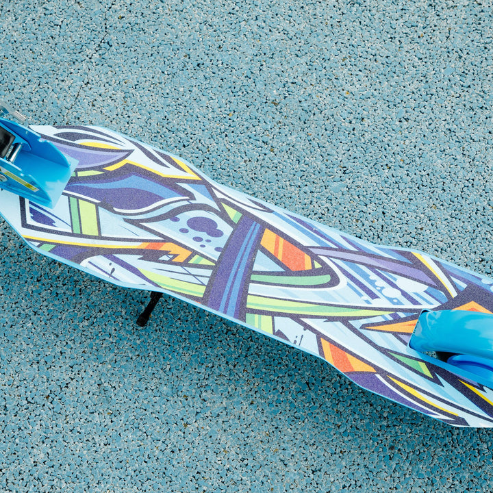 Løbehjul, højdejusterbar, bagbremse, sammenklappelig, 100 kg belastningskapacitet, blå