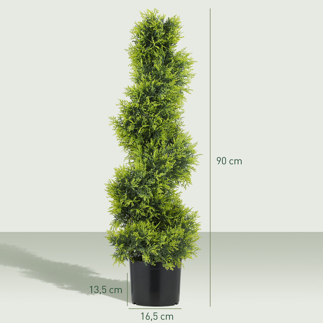 Kunstig cypres 90cm kunstig plante i spiralform, kunstige plastplanter i potte, moderne dekoration