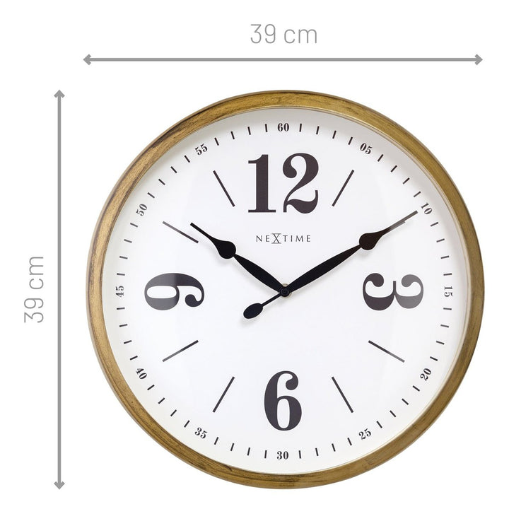 Vægur 39cm - Lydløs - Hvid - Metal - "Classic"