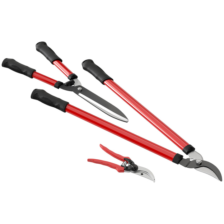 Hækkeklippersæt 3-delt havesaks, beskæresaks med stålklinger, håndtag