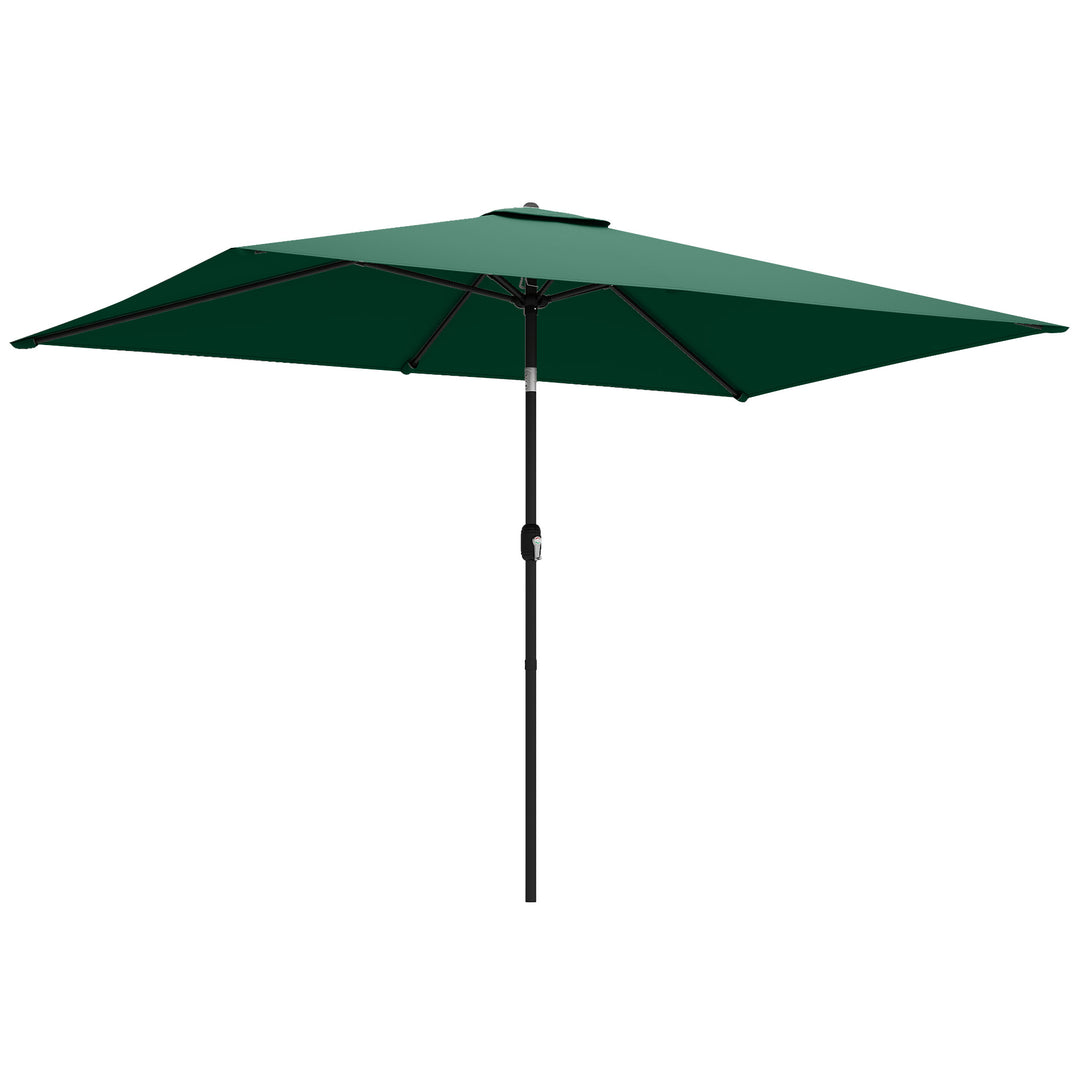 Parasol 300 x 200 cm, vipbar balkonparasol med håndsving og beskyttelsesovertræk, grøn