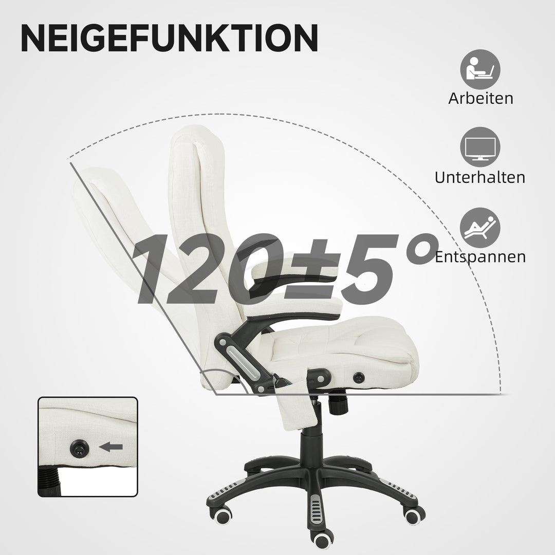 Ergonomisk kontorstol med massagefunktion, 68 x 72 x 110-120 cm, cremehvid