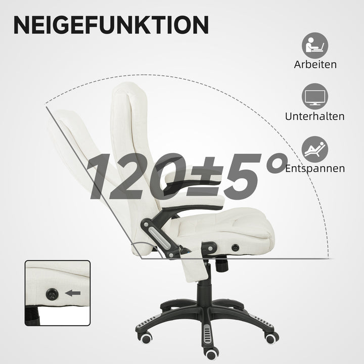 Ergonomisk kontorstol med massagefunktion, 68 x 72 x 110-120 cm, cremehvid