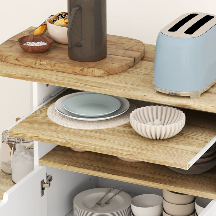 Køkkenvogn med opbevaring, skab, justerbare hylder, til køkken, stue, spisestue, hvid